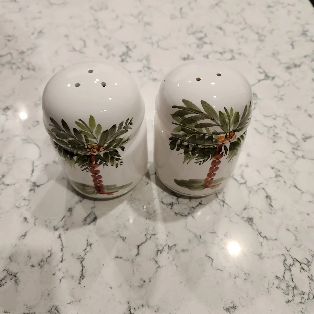 Gibson Palm Court Handpainted Salt and Pepper Shakers Made in USA